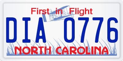 NC license plate DIA0776