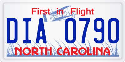 NC license plate DIA0790