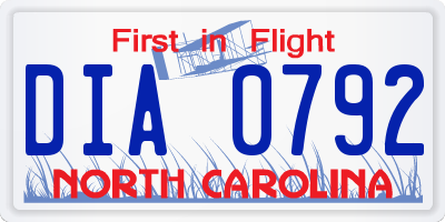 NC license plate DIA0792
