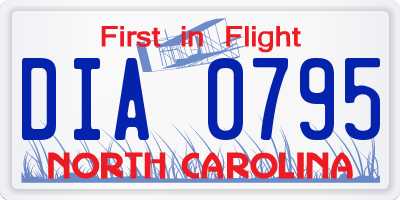 NC license plate DIA0795
