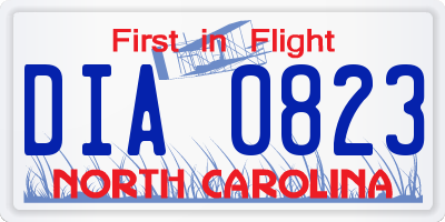 NC license plate DIA0823