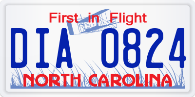 NC license plate DIA0824