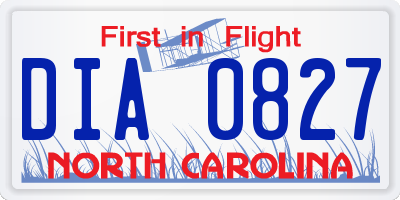 NC license plate DIA0827
