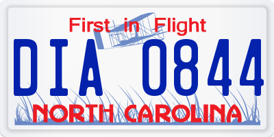 NC license plate DIA0844