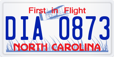 NC license plate DIA0873