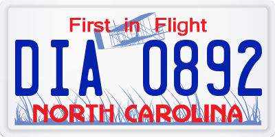 NC license plate DIA0892