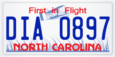 NC license plate DIA0897