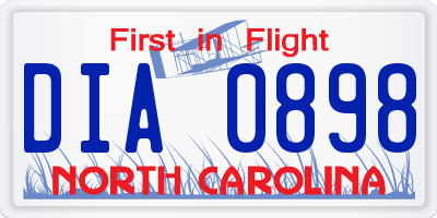 NC license plate DIA0898