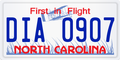 NC license plate DIA0907