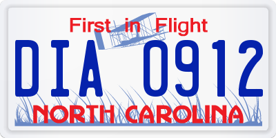 NC license plate DIA0912