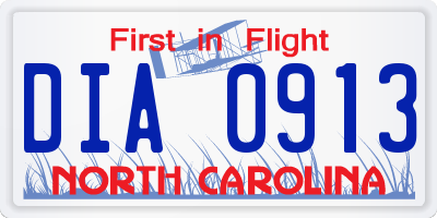 NC license plate DIA0913