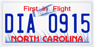 NC license plate DIA0915