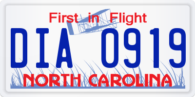 NC license plate DIA0919