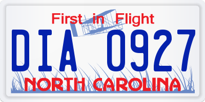 NC license plate DIA0927