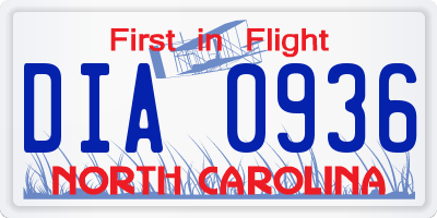 NC license plate DIA0936