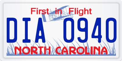 NC license plate DIA0940