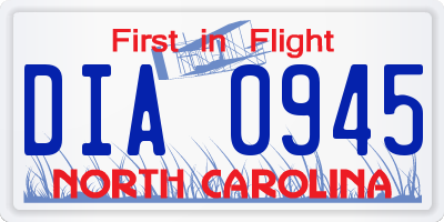 NC license plate DIA0945