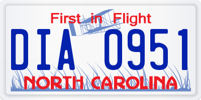 NC license plate DIA0951
