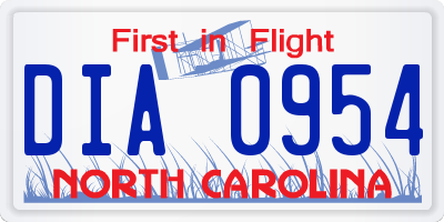 NC license plate DIA0954