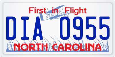 NC license plate DIA0955