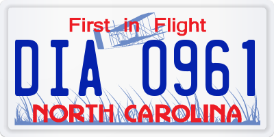 NC license plate DIA0961