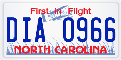 NC license plate DIA0966