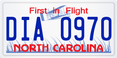NC license plate DIA0970