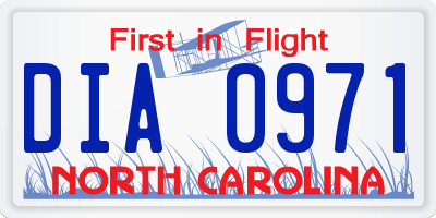NC license plate DIA0971