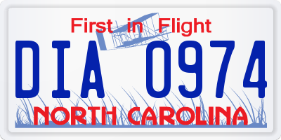 NC license plate DIA0974