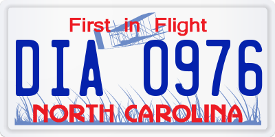 NC license plate DIA0976