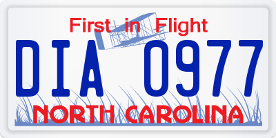 NC license plate DIA0977