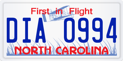 NC license plate DIA0994
