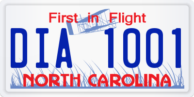 NC license plate DIA1001