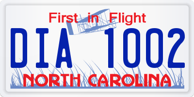 NC license plate DIA1002