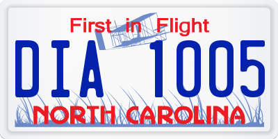 NC license plate DIA1005