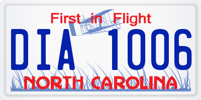 NC license plate DIA1006