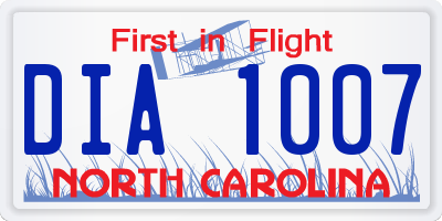 NC license plate DIA1007