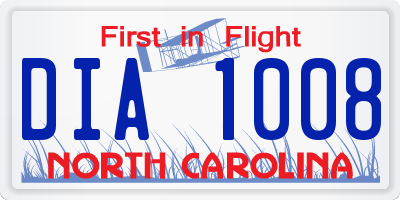 NC license plate DIA1008