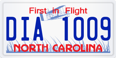 NC license plate DIA1009