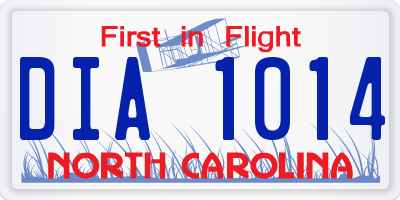 NC license plate DIA1014