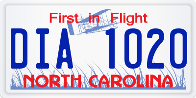 NC license plate DIA1020