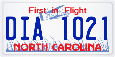NC license plate DIA1021