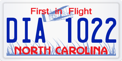 NC license plate DIA1022