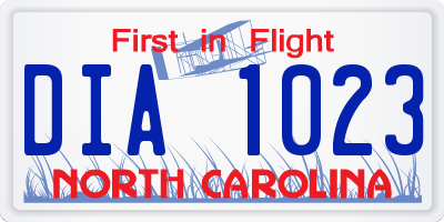 NC license plate DIA1023