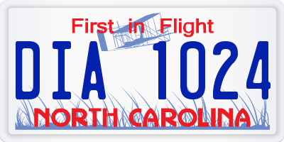 NC license plate DIA1024