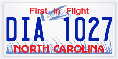 NC license plate DIA1027