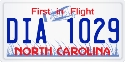 NC license plate DIA1029