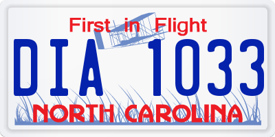 NC license plate DIA1033