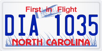 NC license plate DIA1035