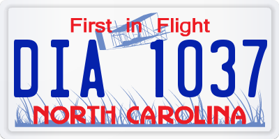 NC license plate DIA1037